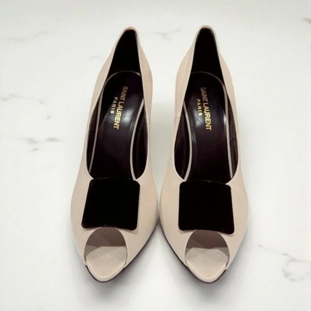 NIB Authentic Saint Laurent Franky 115 Satin Sandals Nero - Picture 5 of 11